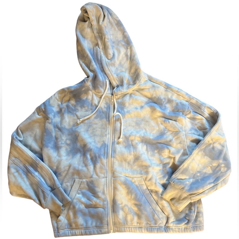 Blue & White Tie-Dye Zip-Up
